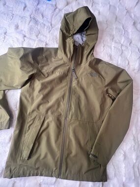 The North Face Men’s Olive Green Hooded Rain Jacket | S |